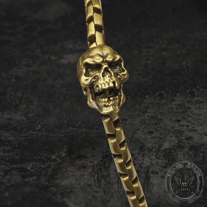 Vintage Skull Brass Box Chain Bracelet