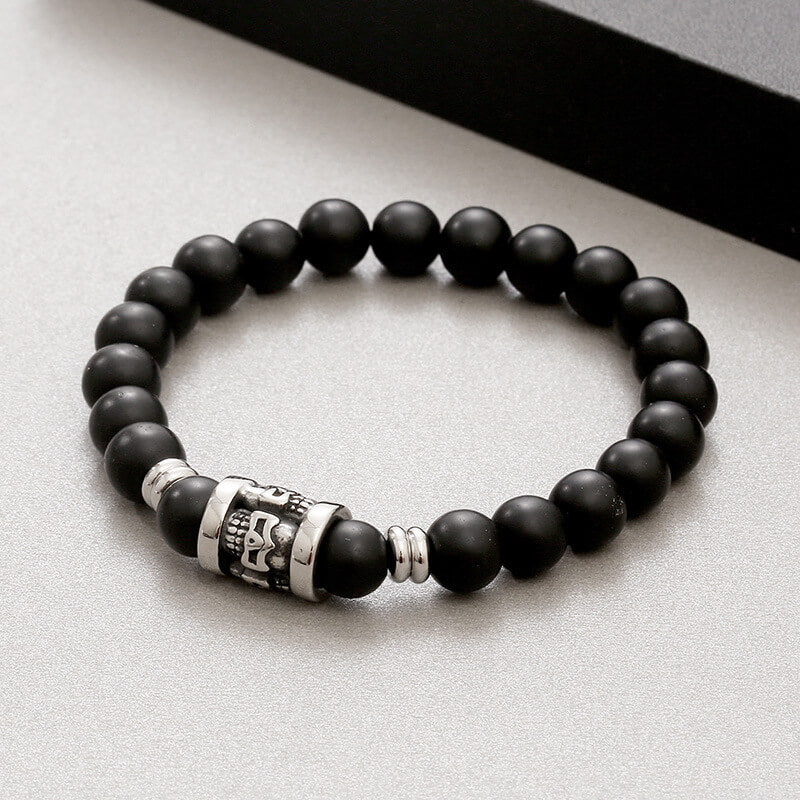 Vintage Skull Pattern Natural Stone Bracelet