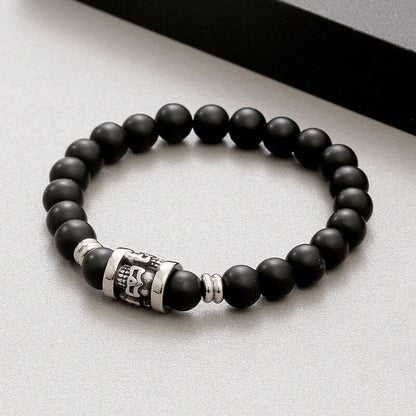 Vintage Skull Pattern Natural Stone Bracelet
