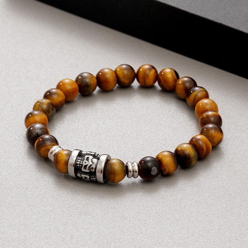 Vintage Skull Pattern Natural Stone Bracelet