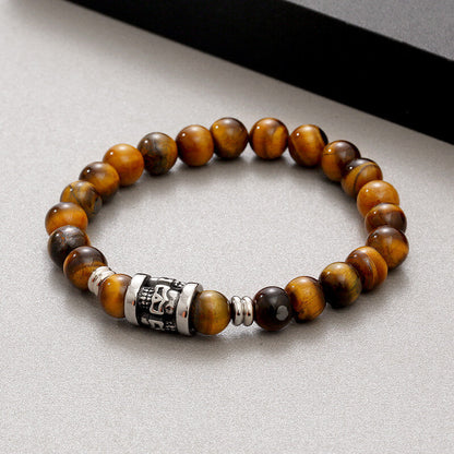 Vintage Skull Pattern Natural Stone Bracelet