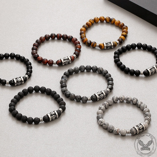 Vintage Skull Pattern Natural Stone Bracelet