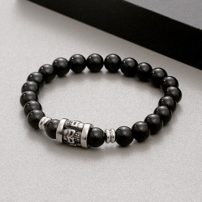 Vintage Skull Pattern Natural Stone Bracelet