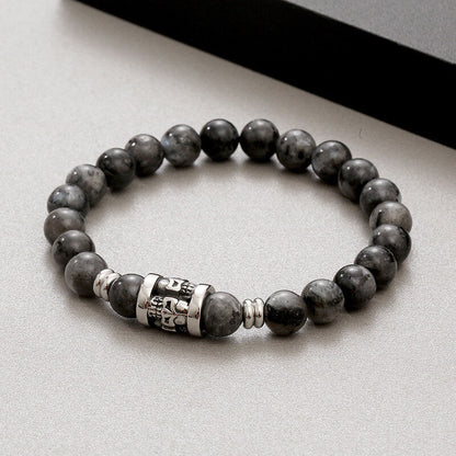 Vintage Skull Pattern Natural Stone Bracelet