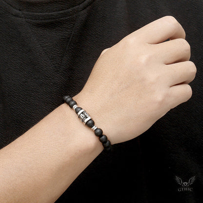 Vintage Skull Pattern Natural Stone Bracelet