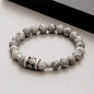 Vintage Skull Pattern Natural Stone Bracelet
