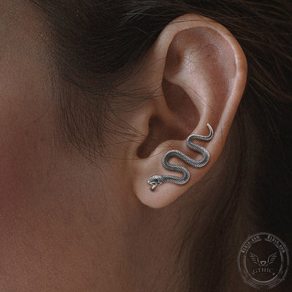 Vintage Snake Stainless Steel Ear Climber Cuffs