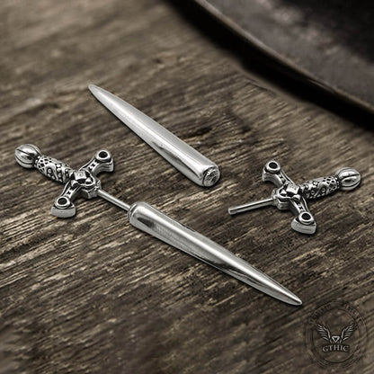 Vintage Sword Design Stainless Steel Stud Earrings