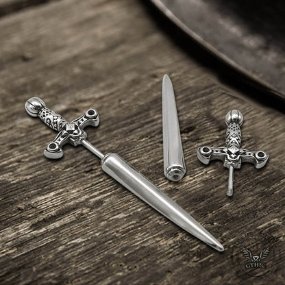 Vintage Sword Design Stainless Steel Stud Earrings