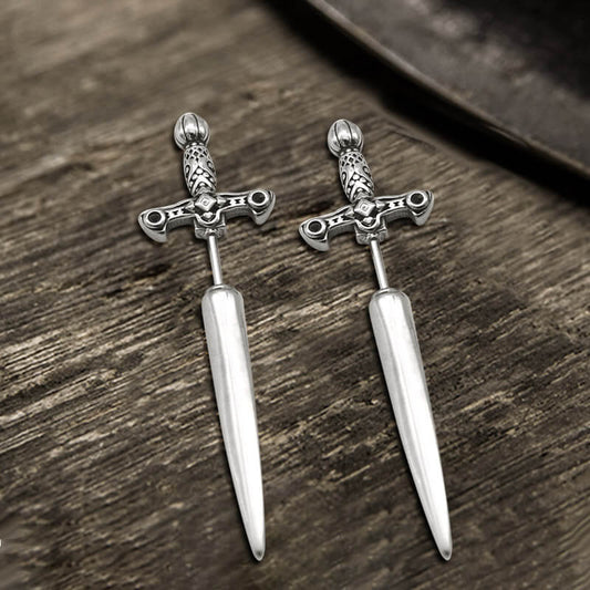 Vintage Sword Design Stainless Steel Stud Earrings