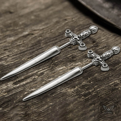 Vintage Sword Design Stainless Steel Stud Earrings