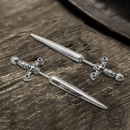 Vintage Sword Design Stainless Steel Stud Earrings