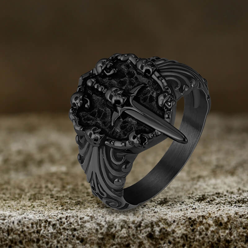 Vintage Sword Stainless Steel Skull Ring