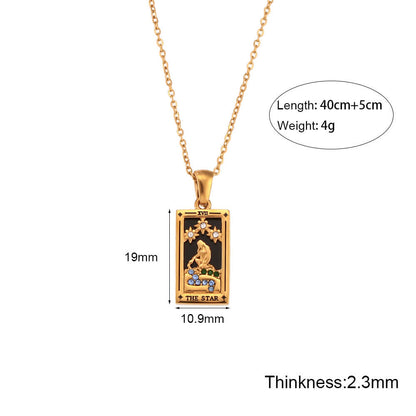 Vintage Tarot Card Stainless Steel Necklace
