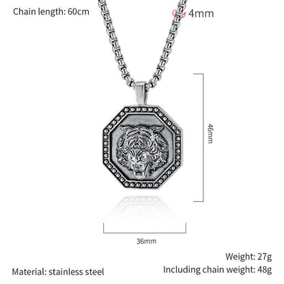 Vintage Tiger Head Stainless Steel Pendant