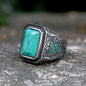 Vintage Turquoise Inlaid Stainless Steel Ring