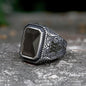 Vintage Turquoise Inlaid Stainless Steel Ring