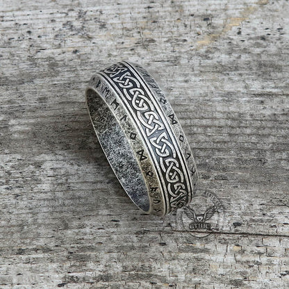 Vintage Viking Celtic Knot Runes Stainless Steel Band Ring