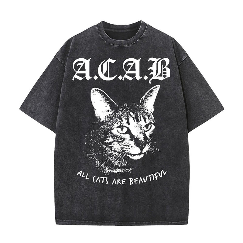 Vintage Washed ACAB Cat T-shirt
