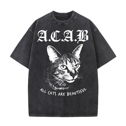 Vintage Washed ACAB Cat T-shirt
