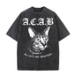 Vintage Washed ACAB Cat T-shirt