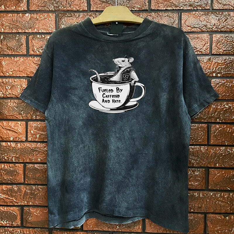 Vintage Washed Fueled By Caffeine And Hate Short Sleeve T-shirt