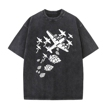 Vintage Washed Hops Bomber Beer T-shirt