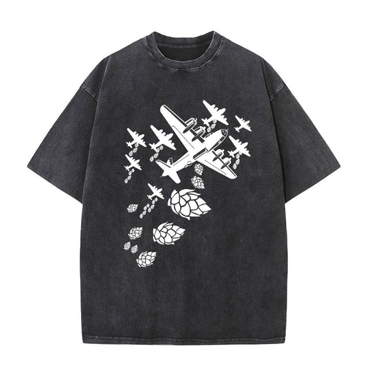 Vintage Washed Hops Bomber Beer T-shirt