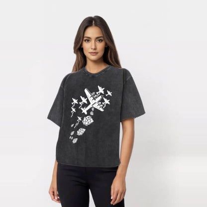 Vintage Washed Hops Bomber Beer T-shirt