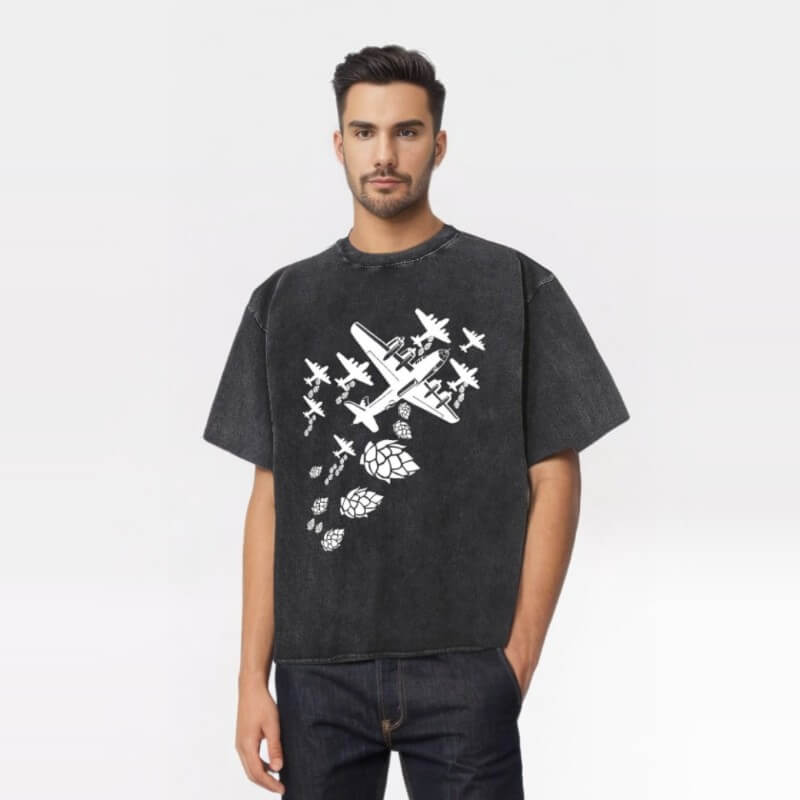 Vintage Washed Hops Bomber Beer T-shirt