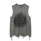 Vintage Washed Lets Rock Sleeveless Printed Vest