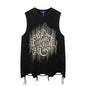 Vintage Washed Lets Rock Sleeveless Printed Vest