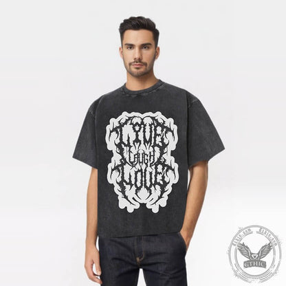 Vintage Washed Live Laugh Love Print T-shirt