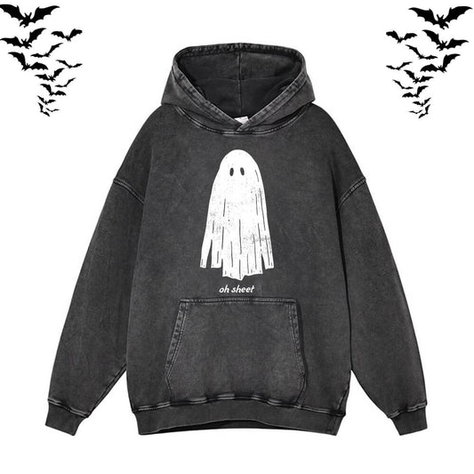 Vintage Washed Oh Sheet Ghost Hoodie Sweatshirt