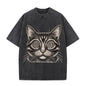 Vintage Washed Psychedelic Cat Short Sleeve T-shirt