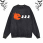 Vintage Washed Pumpkin Eat Ghosts Hoodie Sweatshirt