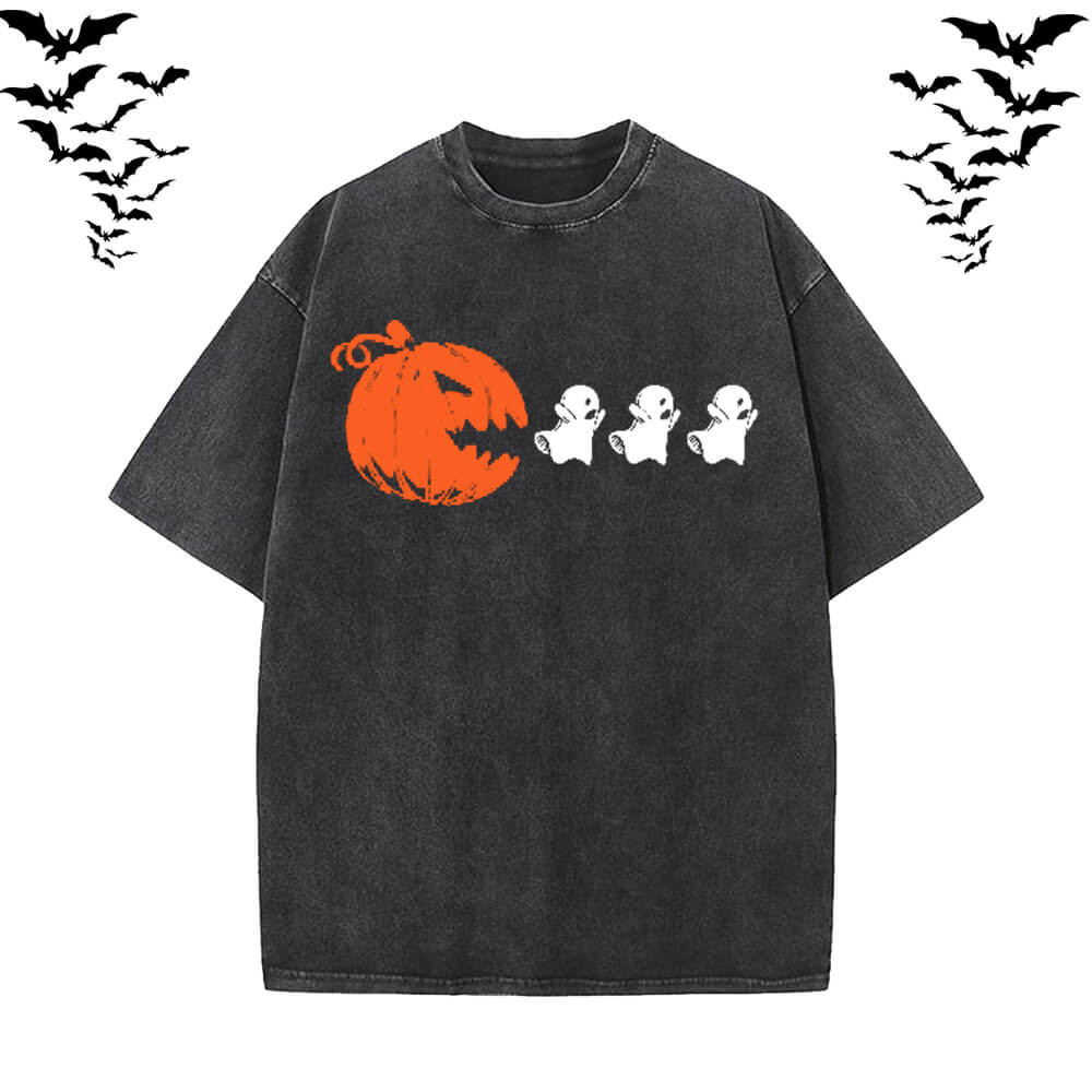 Vintage Washed Pumpkin Eat Ghosts T-shirt