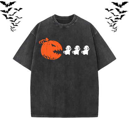 Vintage Washed Pumpkin Eat Ghosts T-shirt