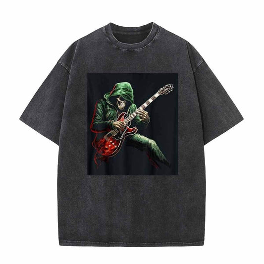 Vintage Washed Rock Skull Guitar T-shirt