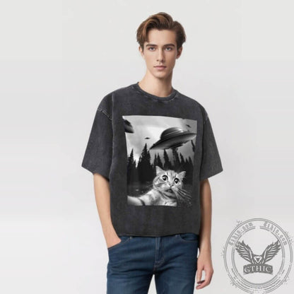 Vintage Washed Scared Cat T-shirt