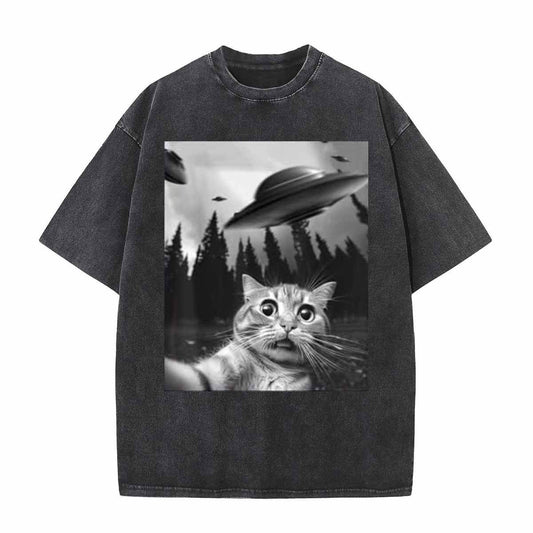 Vintage Washed Scared Cat T-shirt