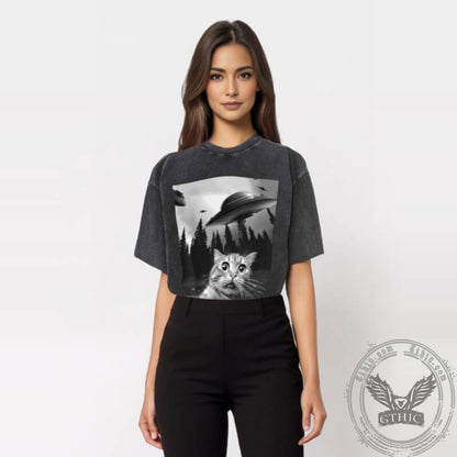Vintage Washed Scared Cat T-shirt