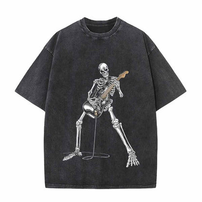 Vintage Washed Skeleton Guitar Guy T-shirt