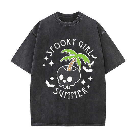 Vintage Washed Spooky Girl Summer T-shirt