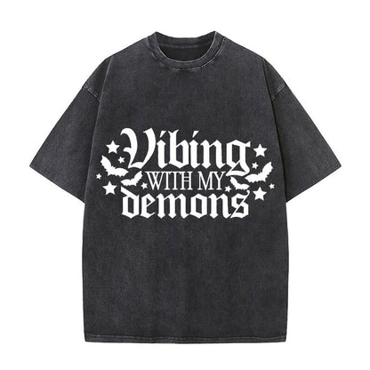 Vintage Washed Vibing With My Demons T-shirt