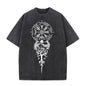 Vintage Washed Viking Symbols Print T-shirt