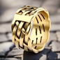 Vintage Weave Pattern Stainless Steel Ring