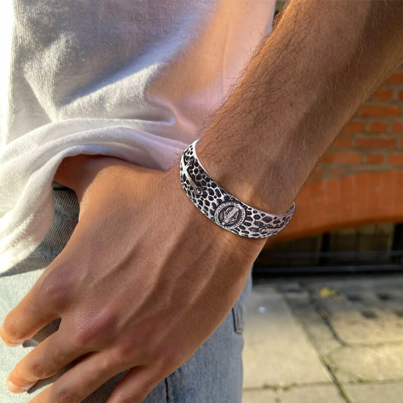Virgin Mary Angel Cross Stainless Steel Cuff Bracelet