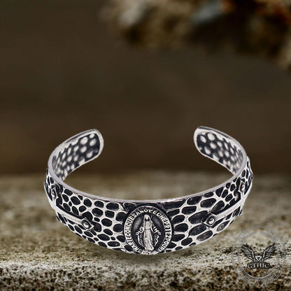 Virgin Mary Angel Cross Stainless Steel Cuff Bracelet