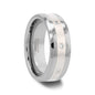 STAFFORD Silver Inlaid Beveled Tungsten Diamond Wedding Band - 8mm